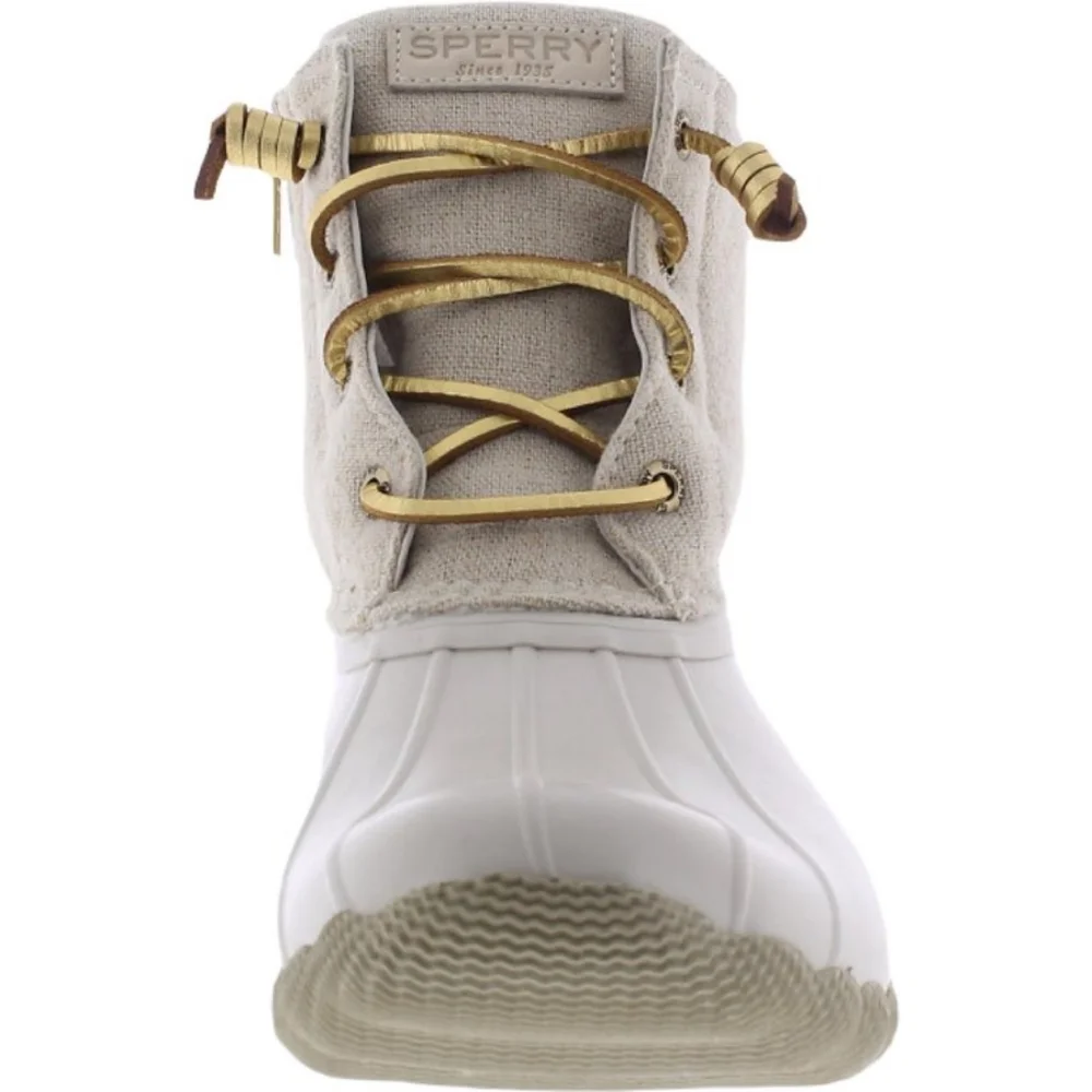 Sperry Women's Saltwater Sparkle Metallic Ankle Boots Ivory Size 10 - Picture 3 of 3